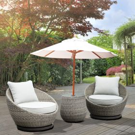 Cozy Outdoor Set - Swivel Woven Chairs, Side Table - All-Weather Resin Wicker, Powder-Coated Aluminum, Fully Assembled - as Pic