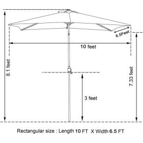 6.5FT √ó 10FT Patio Umbrella - as Pic