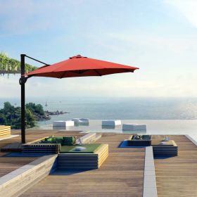 11FT Deluxe Patio Aluminum Umbrella with Weight Base - as Pic