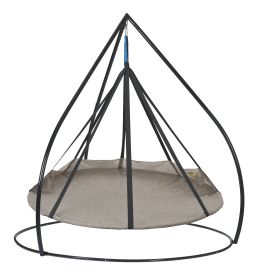 71 H x 84 W x 84 D Outdoor Beige 7 FT Hammock Flyer Saucer Hanging Chair with Stand - as Pic
