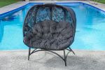 56 H x 50 W x 26 D Outdoor Black Cozy Pumpkin Loveseat with Cushion and Butterfly Design - as Pic