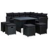 6 Piece Patio Lounge Set with Cushions Poly Rattan Black - Black