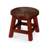 Carved Wooden Step Stool, Floral, Cherry - as Pic