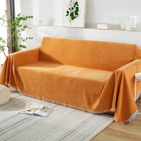 Chenille Couch Cover Universal Sofa Cover Sofa Slipcover for Pets Dogs Cats - Orange - 71 x118 in