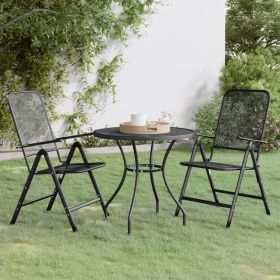 3 Piece Patio Dining Set Expanded Metal Mesh Anthracite - Anthracite