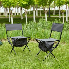2-piece Folding Outdoor Chair with Storage Bag, Portable Chair for indoor, Outdoor Camping, Picnics and Fishing,Grey - as Pic