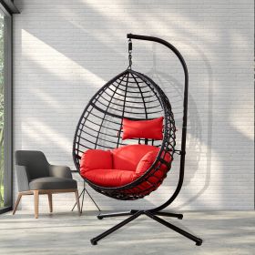 Swing Egg Chair With Stand, High-Quality Modern Design, 37.4x37.4x76.77 (Red) - as Pic