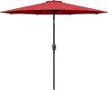 Simple Deluxe 9ft Outdoor Market Table Patio Umbrella with Button Tilt, Crank and 8 Sturdy Ribs for Garden, Red - as Pic