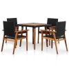 5 Piece Patio Dining Set Poly Rattan Black and Brown - Black