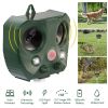 Ultrasonic Animal Repeller Solar Powered Repellent with Motion Sensor LED Flashing Lights - Green