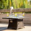 Brown Wicker Patio Firepit  Dining Table (Table Only) - Square