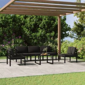 6 Piece Patio Lounge Set with Cushions Aluminum Anthracite - Anthracite