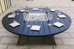 Brown Wicker Patio Firepit  Dining Table (Table Only) - Round