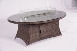 Brown Wicker Patio Firepit  Dining Table (Table Only) - Oval