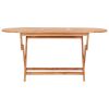 Folding Patio Table 62.9"x31.4"x29.5" Solid Teak Wood - Brown