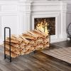 8 Feet Outdoor Steel Firewood Log Rack - Black