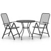 3 Piece Patio Dining Set Expanded Metal Mesh Anthracite - Anthracite
