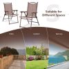 Set of 2 Patio Folding Sling Back Camping Deck Chairs - Brown
