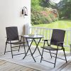 Rattan Folding Outdoor Patio Dining Chairs with Armrest Foldable Wicker Chairs Set of Two - 2 Packs