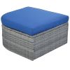 Outdoor Patio Furniture Set Daybed Sunbed with Retractable Canopy Conversation Set Wicker Furniture  - Blue