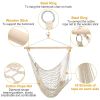 Hammock Chair Hanging Rope Seat Swing w/ Wooden Stick 220lbs Load for Patio Yard Porch Outdoor Bedroom Indoor - Beige