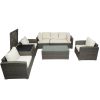 Patio Furniture Sets;  7-Piece Patio Wicker Sofa ;  Cushions;  Chairs ;  a Loveseat ;  a Table and a Storage Box - Beige