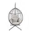Egg Swing Chair with Stand, 300 LBS Capacity, With Comfortable Cushion, 37.4x37.4x76.77 (Grey) - as Pic
