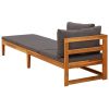 Sun Lounger with 1 Armrest Dark Gray Solid Acacia Wood - Grey