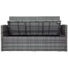 5-piece Outdoor UV-Resistant Patio Sofa Set with Storage Bench All Weather PE Wicker Furniture Coversation Set with Glass Table, Gray - Gray