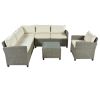 Patio Furniture Set, 5 Piece Outdoor Conversation Set, with Coffee Table, Cushions and Single Chair - Beige