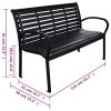 Patio Bench Black 45.7" Steel and WPC - Black