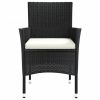 Patio Chairs with Cushions 4 pcs Poly Rattan Black - Black