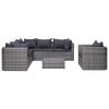 7 Piece Patio Sofa Set with Cushions & Pillows Poly Rattan Gray - Grey