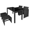 5 Piece Patio Dining Set with Cushions Poly Rattan Black - Black