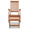 Patio Deck Chair with Footrest Solid Acacia Wood - Brown