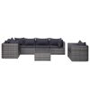 7 Piece Patio Sofa Set with Cushions & Pillows Poly Rattan Gray - Grey