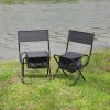 2-piece Folding Outdoor Chair with Storage Bag, Portable Chair for indoor, Outdoor Camping, Picnics and Fishing,Grey - as Pic