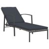 Sun Loungers 2 pcs with Table Poly Rattan Gray - Grey