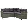 6 Piece Patio Lounge Set with Cushions Poly Rattan Gray - Gray