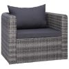 7 Piece Patio Sofa Set with Cushions & Pillows Poly Rattan Gray - Grey