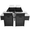 9 Piece Patio Dining Set with Cushions Poly Rattan Black - Black