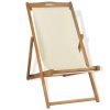 Deck Chair Teak 22.1"x41.3"x37.8" Cream - Cream