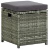 6 Piece Patio Lounge Set with Cushions Poly Rattan Gray - Gray