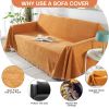 Chenille Couch Cover Universal Sofa Cover Sofa Slipcover for Pets Dogs Cats - Orange - 71 x118 in