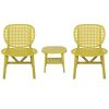 3 Pieces Hollow Design Patio Table Chair Set All Weather Conversation Bistro Set Outdoor Coffee Table with Open Shelf and Lounge Chairs with Widened S