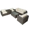 Patio Furniture Sets;  7-Piece Patio Wicker Sofa ;  Cushions;  Chairs ;  a Loveseat ;  a Table and a Storage Box - Beige