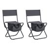 2-piece Folding Outdoor Chair with Storage Bag, Portable Chair for indoor, Outdoor Camping, Picnics and Fishing,Grey - as Pic