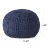 Yuny Handcrafted Modern Fabric Pouf, Navy - as Pic