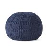 Yuny Handcrafted Modern Fabric Pouf, Navy - as Pic