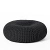 Everett Knitted Cotton Donut Pouf, Dark Grey - as Pic